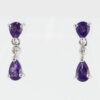 9ct White Gold Amethyst and Diamond Drop Earrings