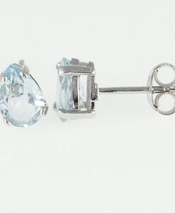 White Gold Aquamarine Pear Stud Earrings