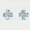 Sterling Silver Blue Topaz and Diamond Cluster Earrings