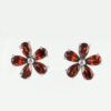 9ct White Gold Five Stone Garnet Cluster Earrings