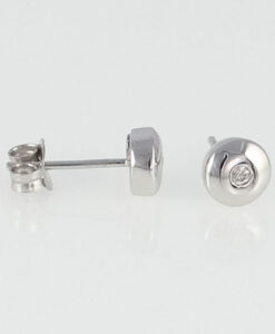 9ct White Gold Diamond Button Earrings