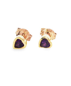 9ct gold amethyst heart earrings