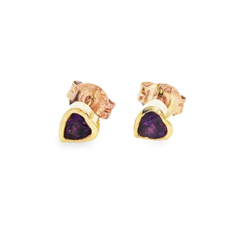 9ct gold amethyst heart earrings