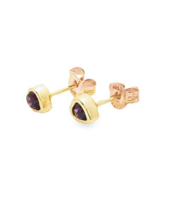 9ct gold amethyst heart earrings