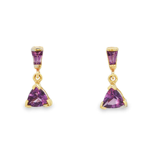 9ct Yellow Gold Amethyst Drop Earrings