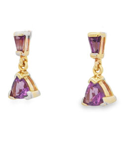 9ct Yellow Gold Amethyst Drop Earrings