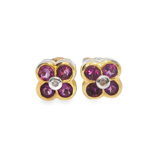 9ct Gold Amethyst and Diamond Earrings