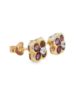 9ct Gold Amethyst and Diamond Earrings
