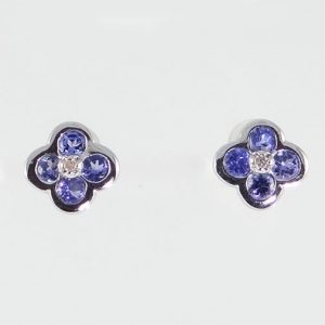9ct Gold Tanzanite and Diamond Earrings