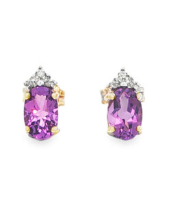 9ct gold amethyst and diamond earrings