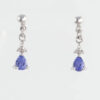 9ct White Gold Tanzanite Tear Drop and Diamond Earrings