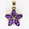 9ct Yellow Gold Diamond and Amethyst Cluster Pendant