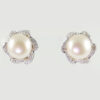 9ct Yellow Gold Pearl and Diamond Halo Earrings