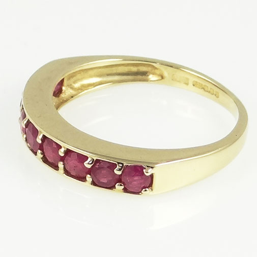 9ct Yellow Gold Ruby Half Eternity Ring | The Jewellery Warehouse
