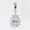 Silver Blue Topaz Pear Cluster Pendant