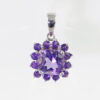 Silver Square Amethyst Cluster Pendant
