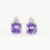 Silver Amethyst and Diamond Earrings