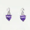 Silver Amethyst Heart and Diamond Earrings