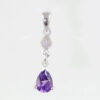 Silver Amethyst Drop and Diamond Pendant