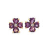 9ct Gold Amethyst Heart and Diamond Cluster Earrings