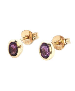 9ct Yellow Gold Oval Amethyst Stud Earrings