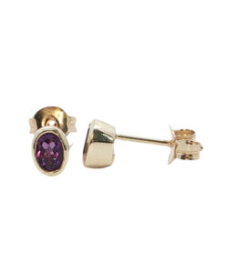 9ct Yellow Gold Oval Amethyst Stud Earrings