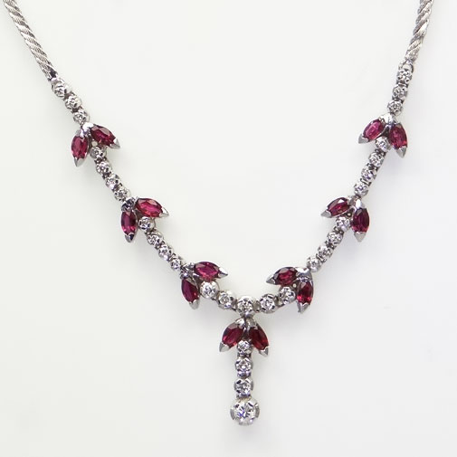 Vintage White Gold Diamond and Ruby Collarette | The Jewellery Warehouse