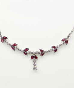 white gold diamond and ruby necklace