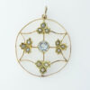 15ct Gold Aquamarine and Seed Pearl Pendant