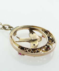Antique Ruby and Opal Swallow Pendant