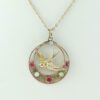 Vintage Ruby and Opal Swallow Pendant