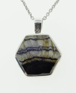 Sterling Silver Hexagonal Blue John Pendant