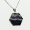 Sterling Silver Hexagonal Blue John Pendant and Chain