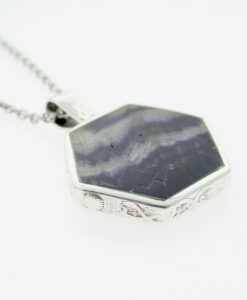 Sterling Silver Hexagonal Blue John Pendant