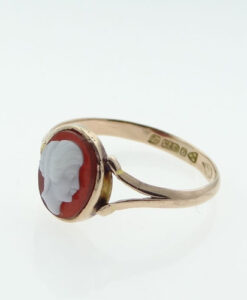 Antique Rose Gold Cameo Ring, Chester 1915