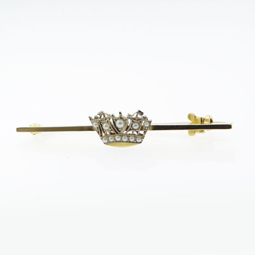 Vintage Seed Pearl Crown Brooch