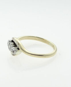 Antique 9ct Gold and Platinum Three Stone Diamond Ring