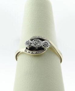 Antique 9ct Gold and Platinum Three Stone Diamond Ring