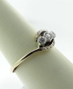 Antique 9ct Gold and Platinum Three Stone Diamond Ring