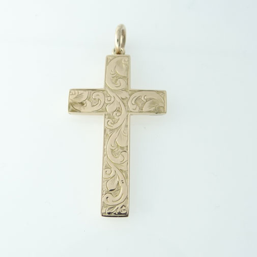 Rose Gold Engraved Cross