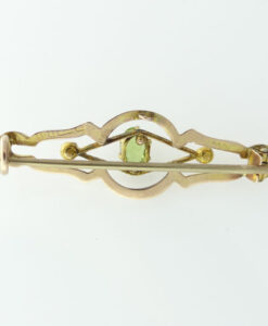 Peridot and Seed Pearl Brooch
