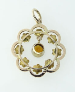 antique citrine and seed pearl pendant