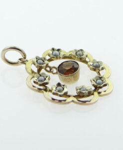 9ct rose gold citrine and seed pearl pendant