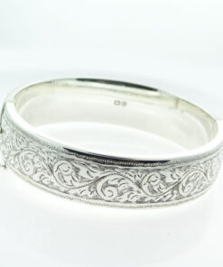 Vintage Sterling Silver Engraved Bangle