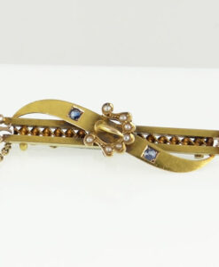 antique 15ct gold sapphire and pearl brooch