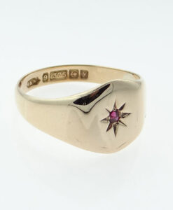 Vintage 9ct Rose Gold Ruby Set Signet Ring