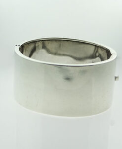Sterling Silver Half Engraved Cuff Bangle