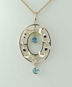9ct Rose & Yellow Gold Blue Topaz Pendant with Chain