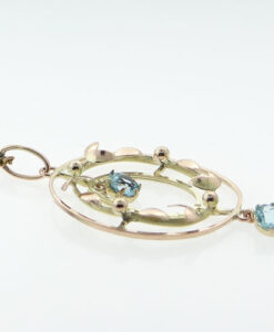 Rose & Yellow Gold Blue Topaz Pendant