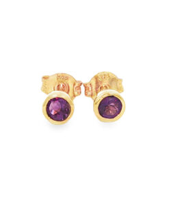 9ct Gold Round Amethyst Stud Earrings